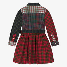 Ralph Lauren-فستان تارتان قطن لون أحمر وكحلي | Childrensalon Outlet