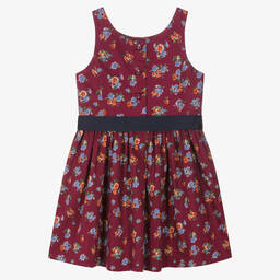 Ralph Lauren-Girls Red Floral Cotton Dress | Childrensalon Outlet