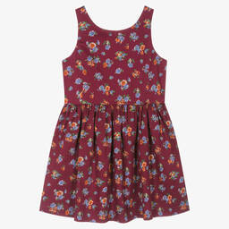 Ralph Lauren-Girls Red Floral Cotton Dress | Childrensalon Outlet