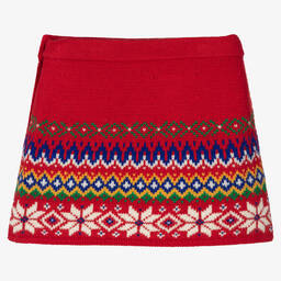 Polo Ralph Lauren-Girls Red Knit Festive Skirt | Childrensalon Outlet