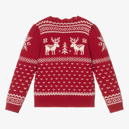 Ralph Lauren-كارديغان قطن وصوف محبوك لون أحمر للبنات | Childrensalon Outlet