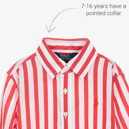 Поло Ralph Lauren-Платье из хлопкового поплина в красную полоску | Childrensalon Outlet