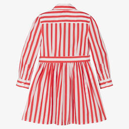 Поло Ralph Lauren-Платье из хлопкового поплина в красную полоску | Childrensalon Outlet