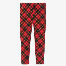 Polo Ralph Lauren-Girls Red Tartan Leggings | Childrensalon Outlet