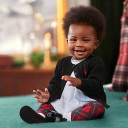 Ralph Lauren-طقم ليغنغز قطن تارتان لون أحمر للمولودات | Childrensalon Outlet