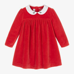 Ralph Lauren-فستان قطيفة لون أحمر للمولودات | Childrensalon Outlet