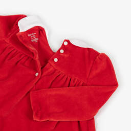 Ralph Lauren-فستان قطيفة لون أحمر للمولودات | Childrensalon Outlet