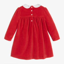 Ralph Lauren-فستان قطيفة لون أحمر للمولودات | Childrensalon Outlet