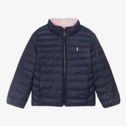 Ralph Lauren-Girls Reversible Blue & Pink Jacket | Childrensalon Outlet