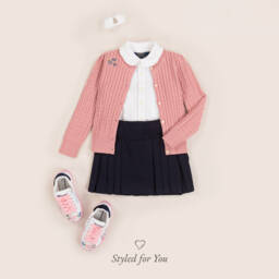 Ralph Lauren-كارديغان قطن محبوك لون زهري  | Childrensalon Outlet