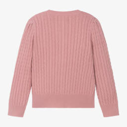 Ralph Lauren-كارديغان قطن محبوك لون زهري  | Childrensalon Outlet