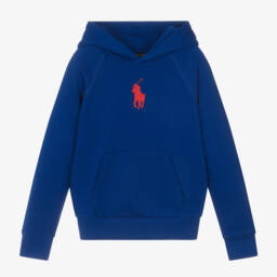 رالف لورين-هودي قطن لون أزرق للبنات | Childrensalon Outlet