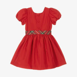 Ralph Lauren-Girls Scarlet Puff Sleeve Dress | Childrensalon Outlet