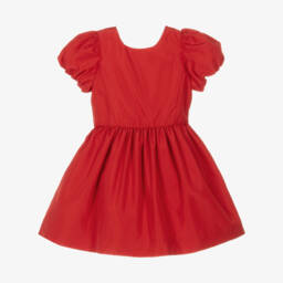Ralph Lauren-Girls Scarlet Puff Sleeve Dress | Childrensalon Outlet