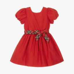 Ralph Lauren-Girls Scarlet Puff Sleeve Dress | Childrensalon Outlet