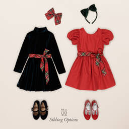 Ralph Lauren-Girls Scarlet Puff Sleeve Dress | Childrensalon Outlet