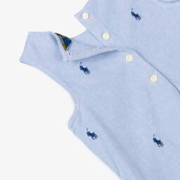 Ralph Lauren-Girls Sky Cotton Dress with Pony Embroidery | Childrensalon Outlet