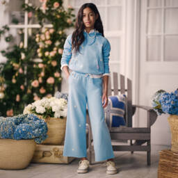 Ralph Lauren-Girls Soft Blue Daisies Sweatshirt | Childrensalon Outlet