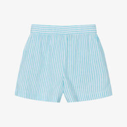 Ralph Lauren-Мягкие шорты из льняной смеси для девочек голубого цвета | Childrensalon Outlet