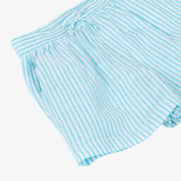 Ralph Lauren-Мягкие шорты из льняной смеси для девочек голубого цвета | Childrensalon Outlet