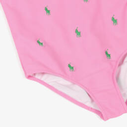Ralph Lauren-Girls Soft Pink Pony Swimsuit | Childrensalon Outlet