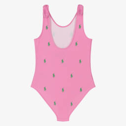 Ralph Lauren-Girls Soft Pink Pony Swimsuit | Childrensalon Outlet