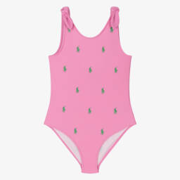 Ralph Lauren-Girls Soft Pink Pony Swimsuit | Childrensalon Outlet
