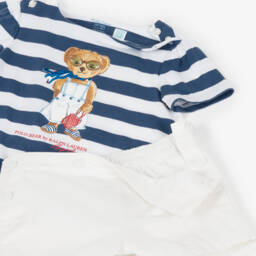 Ralph Lauren-Комплект из полосатого хлопка синий для девочек | Childrensalon Outlet