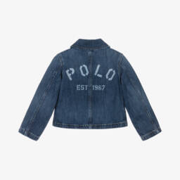 Ralph Lauren-جاكيت جينز أنيق بلون النيلي للبنات | Childrensalon Outlet