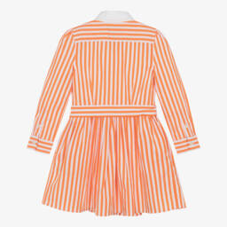 Ralph Lauren-Платье из поплина в полоску мандарин для девочек | Childrensalon Outlet