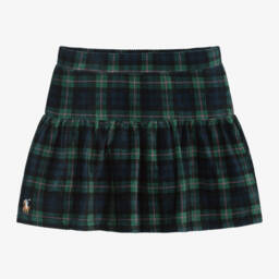 Ralph Lauren-Girls Tartan Corduroy Skirt in Navy | Childrensalon Outlet