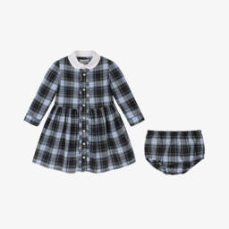 Ralph Lauren-Синее хлопковое платье из тартана для малышек | Childrensalon Outlet
