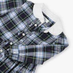 Ralph Lauren-Синее хлопковое платье из тартана для малышек | Childrensalon Outlet