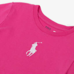 Ralph Lauren-Ярко-розовая хлопковая футболка для девочек | Childrensalon Outlet