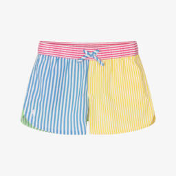 Ralph Lauren-Girls Vibrant Stripe Cotton Shorts | Childrensalon Outlet