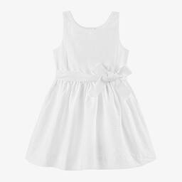 Ralph Lauren-Girls White Cotton Dress | Childrensalon Outlet