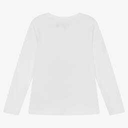 Ralph Lauren-توب قطن جيرسي لون أبيض للبنات | Childrensalon Outlet