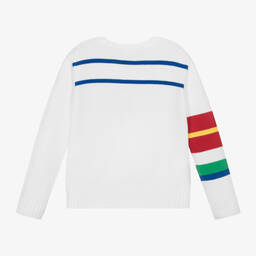 Ralph Lauren-بلوفر قطن محبوك لون أبيض للبنات | Childrensalon Outlet