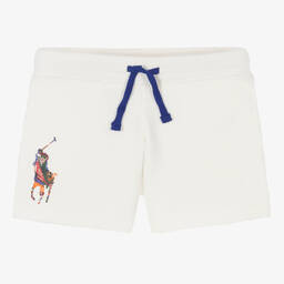 Поло Ralph Lauren-Белые хлопковые шорты для девочек | Childrensalon Outlet