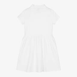 Ralph Lauren-Girls White Cotton Polo Dress | Childrensalon Outlet