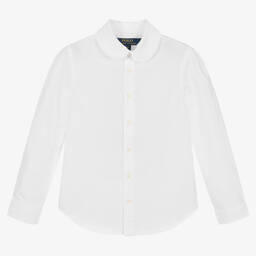 Ralph Lauren-Girls White Cotton Shirt | Childrensalon Outlet