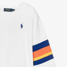Polo Ralph Lauren-Girls White Cotton Sweatshirt | Childrensalon Outlet