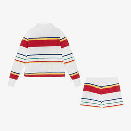 Ralph Lauren-طقم شورت قطن لون أبيض للبنات | Childrensalon Outlet
