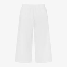Ralph Lauren-Girls White Cotton Wide Leg Joggers | Childrensalon Outlet