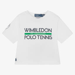 Polo Ralph Lauren-Girls White Cotton Wimbledon T-Shirt | Childrensalon Outlet