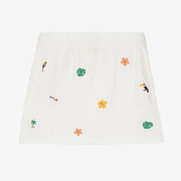 رالف لورين-تنورة قطن بيكيه مطرزة لون أبيض | Childrensalon Outlet