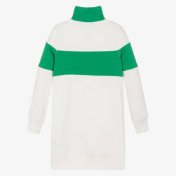 Ralph Lauren-Girls White & Green Sporty Zip Dress | Childrensalon Outlet