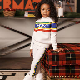 Поло Ralph Lauren-Белый свитшот для девочек | Childrensalon Outlet