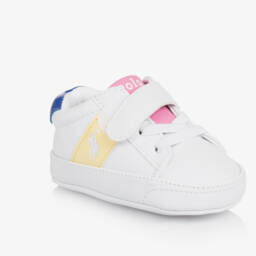 Ralph Lauren-Girls White Playtime Pre-Walker Shoes | Childrensalon Outlet