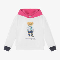 Ralph Lauren-Белая худи с медвежонком для девочек | Childrensalon Outlet